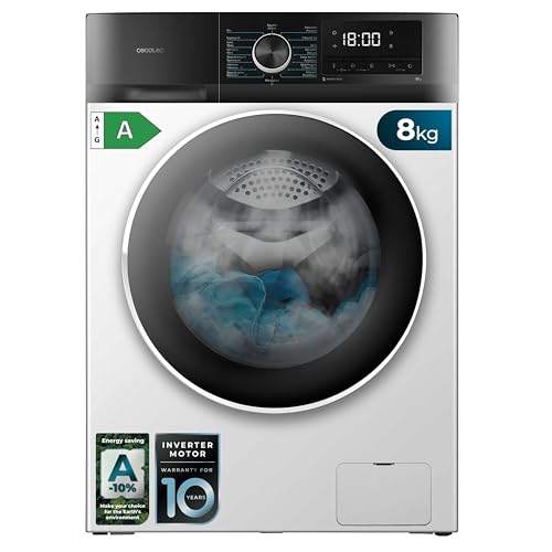 Cecotec - 8 kg Front Load Washing Machine, Inverter Motor, 16 Programs, SteamMax