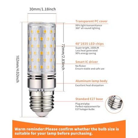 Tomosu - E27 LED Bulb 4000K Neutral White, 1600 LM Brightness, 16W Replacement