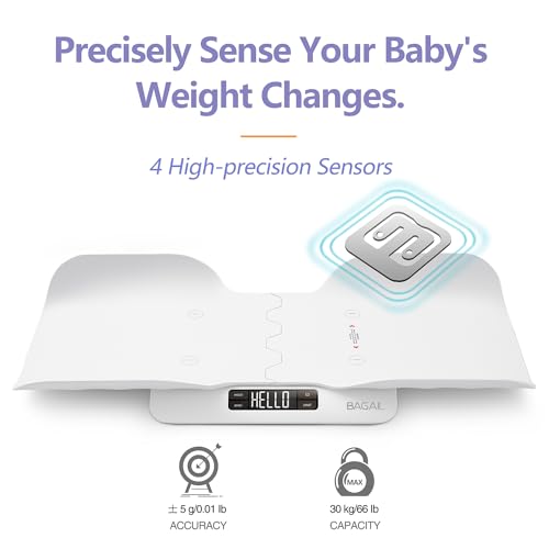 Bagail - Baby Scale with Comfortable Tray, Large LCD Display, Tare & Hold Functions