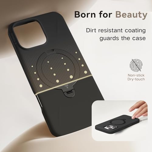 TORRAS 360° Spin Stand for iPhone 16 Pro Max Case, Fit for Magsafe, Mil-STD Protective Hard PC Scratch-Resistant Case for iPhone 16 Pro Max Phone Case with Kickstand, Ostand Spin, Onyx Black, 6.9 inch - Medaid International