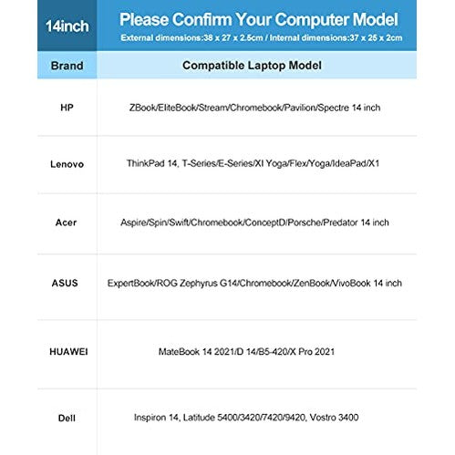 AtailorBird - Water Repellent 14 Inch Laptop Sleeve with Accessory Pocket