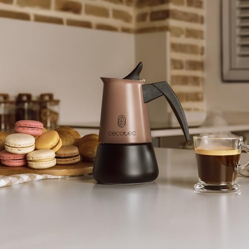 Cecotec - Piccolina 200 Bronze Italian Coffee Maker, 100 ml Capacity, Elegant Steel Design, Stainless Steel Filter