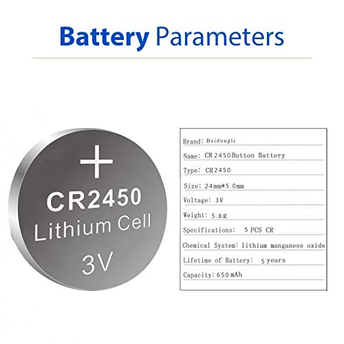 Beidongli - CR2450 3V Lithium Button Cells, 20 Pack, 650 mAh, 5 Year Warranty