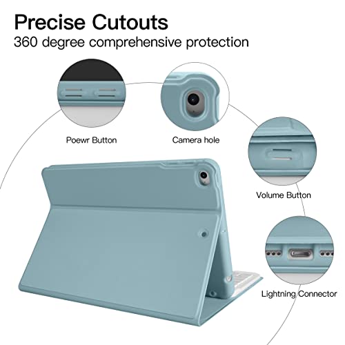 Gudou - Bluetooth Keyboard Case for iPad Mini 4/5, Detachable with Pencil Holder