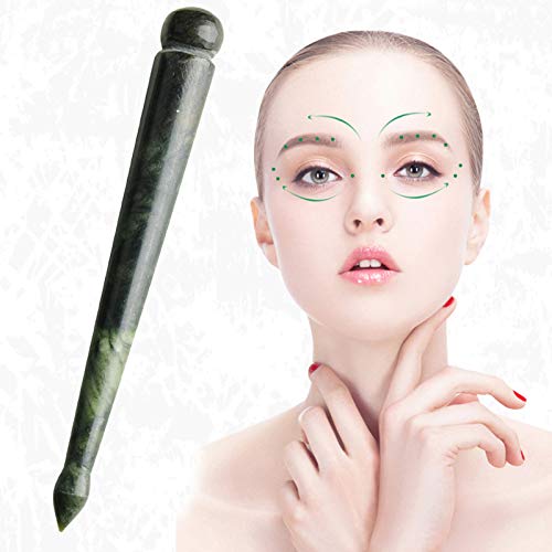 Jade Trigger Point Acupressure Gua Sha Massage Acupuncture Pen, Natural Healing Jade Stone Full Body Relax Self Massage Deep Soft Tissue Tool, Reduce Muscle Soreness and Pain Relief - Point End - Medaid International