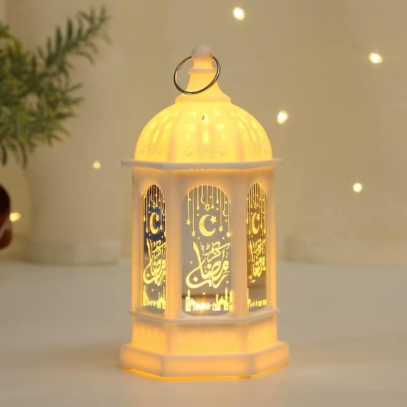 Coomir - Battery-Powered White Ramadan Lantern with Moon Star Design