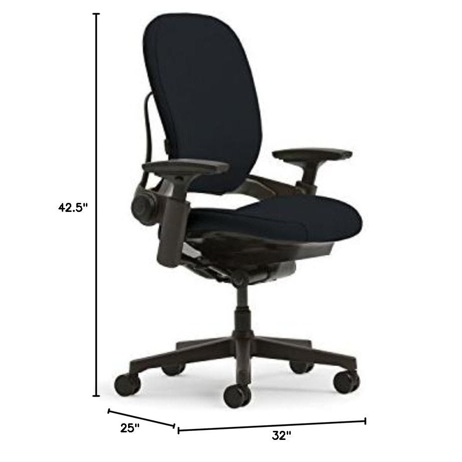 Steelcase Leap Plus Desk Chair in Buzz2 Black Fabric - 500 lb Weight Capacity - 4-Way Highly Adjustable Arms - Platinum Frame and Base - Soft Dual Wheel Hard Floor Casters - Medaid International