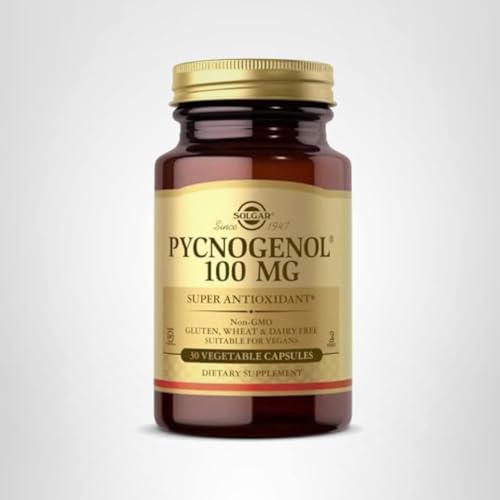 Solgar Pycnogenol 100 mg, 30 Vegetable Capsules - Antioxidant Protection - Healthy Leg & Vein Support - Non-GMO, Vegan, Gluten Free, Dairy Free, Kosher - 30 Servings - Medaid International