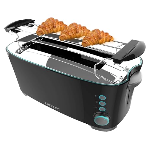 Cecotec - 1350W Toaster with Extra Long Slots, Auto Shut-Off & Stainless Steel Design