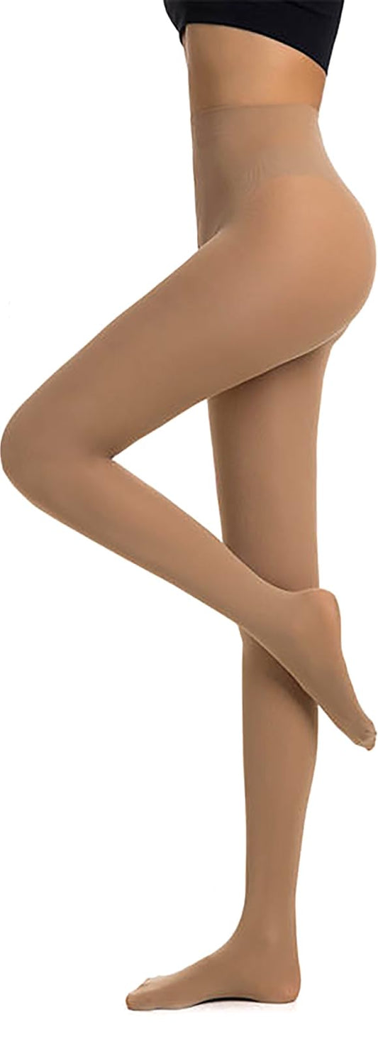 DTWAWA Womens 40 Den Opaque Control Top Tights, High Waist Pantyhose - Nude - Medaid International