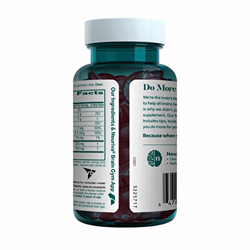 NEURIVA Plus Brain Supplement for Memory,Focus & Concentration+Cognitive Function with Vitamins B6 & B12 and Clinically Tested Nootropics Phosphatidylserine and Neurofactor,50ct Strawberry Gummies - Medaid International