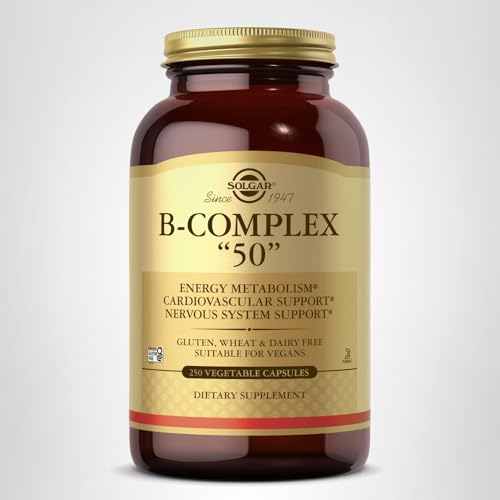Solgar B-Complex “50”, 250 Vegetable Capsules - Energy Metabolism, Cardiovascular Support, Nervous System Support - Non-GMO, Vegan, Gluten Free, Dairy Free, Kosher - 250 Servings - Medaid International