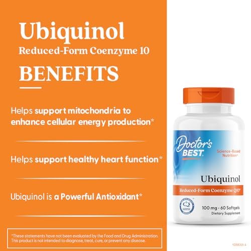 Doctors Best Ubiquinol, Reduced-Form Coenzyme Q10, Non-GMO, Gluten Free, Soy Free 60 Softgels|B002CBXR46