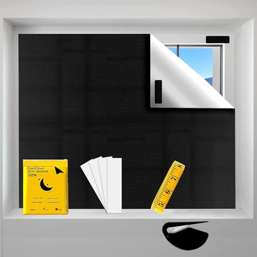 CyanCloud Blackout Blind, Portable Blackout Blinds Stick On Window No Drill, 420D Black Out Fabric Portable Blackout Blinds Blackout Material Blinds Blackout (300 * 145cm) - Medaid International