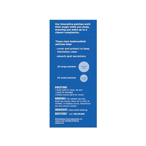 PanOxyl PM Overnight Spot Patches, Advanced Hydrocolloid Healing Technology, Fragrance Free, 40 Count Pack of 1 - Medaid International
