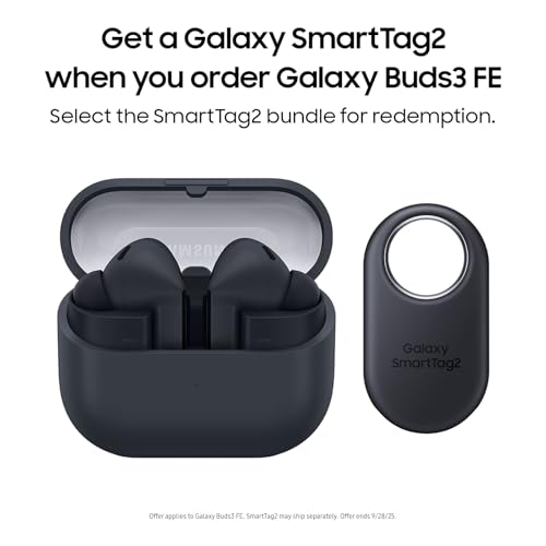 SAMSUNG Galaxy Buds 3 FE (2025) + Galaxy SmartTag2, True Wireless Bluetooth Earbuds, Active Noise Cancellation, Powerful Sound, Clear Calls, Long Lasting Battery, Black [US Version, 2 Year Warranty] - Medaid International