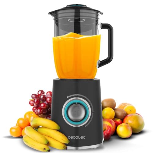 Cecotec - 2000W Glass Blender with Black Titanium Blades, 1.5L Capacity