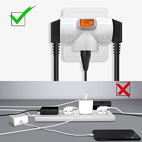 Tanxis - 2 Pack Double Socket Adapter with Switch, Portable 3 Way Wallplate