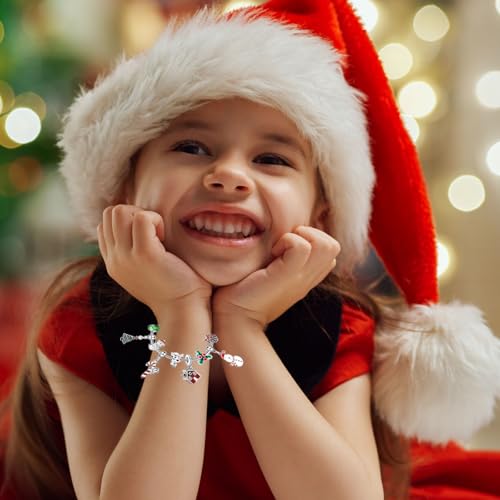 2025 Christmas Advent Calendar Bracelets for Girls 24 Days Xmas, Countdown Calendar DIY Jewelry Making Kit Gift, 22 Charm Beads 2 Bracelets for Kids Teens Women - Medaid International