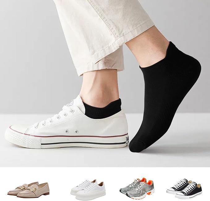 10 Pairs Men's Ankle Socks Breathable Casual Low Cut Socks for Men Women US 6-9 (Black) - Medaid International