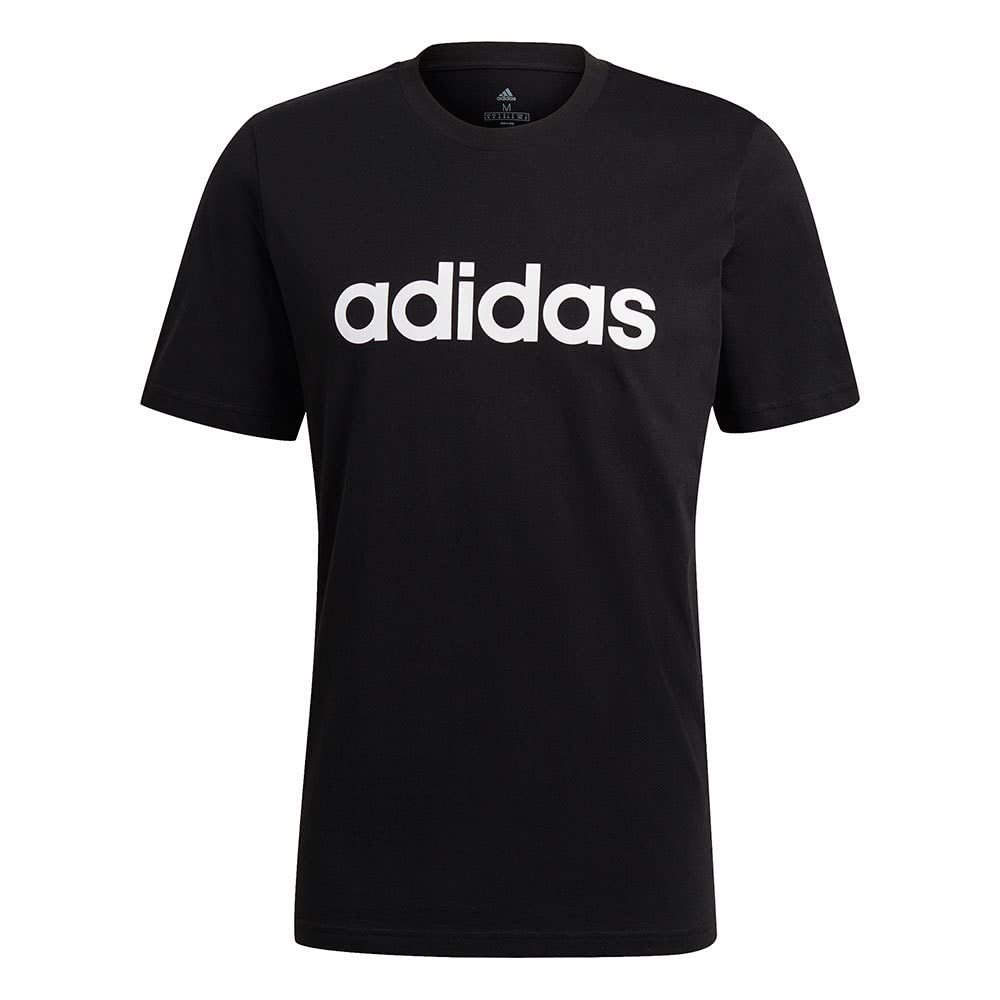 adidas Essentials Linear Logo Mens Short Sleeve Cotton T-Shirt Black/White - M - Medaid International