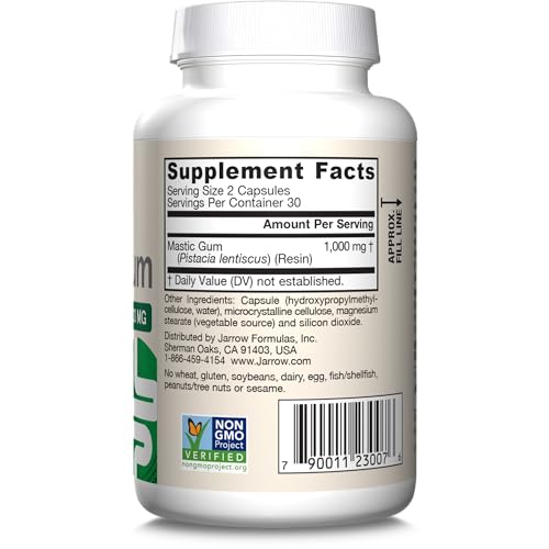 Jarrow Formulas Mastic Gum 1000 mg - 60 Veggie Caps - Natural Formula Supporting Stomach, Duodenal & Oral Health - 30 Servings - Medaid International
