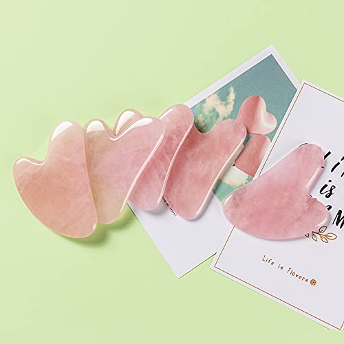 Gua Sha Facial Tool,Gua Sha Stones,Natural Jade Stone Guasha Board for SPA, Gua Sha Scraping Massage Tool on Face, Eye, Neck - Beauty Jade Facial Roller for Slimming Firming (Dark Pink) - Medaid International