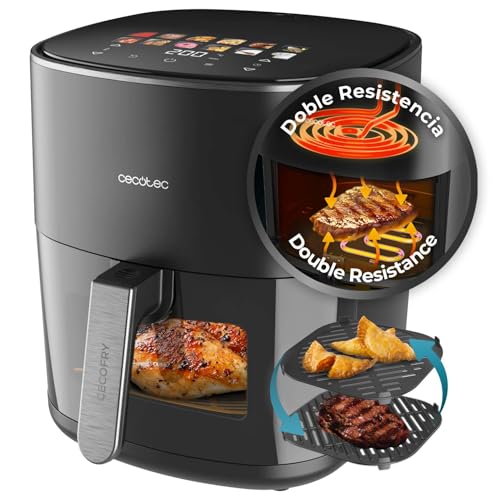 Cecotec - 6.5L Oil-Free Air Fryer with Double Resistance, Digital Control, 12 Menus