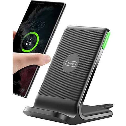INIU - 15W Fast Qi Wireless Charger with Sleep-Friendly Light, Compatible with iPhone & Samsung