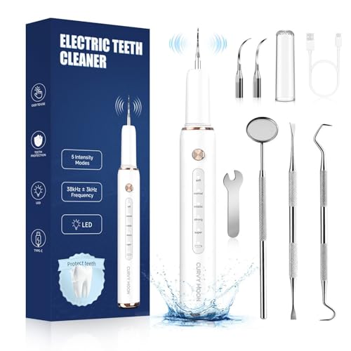 Ausha - Ultrasonic Electric Teeth Cleaner, 5 Modes, Rechargeable Plaque Remover