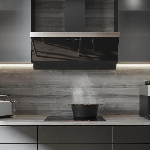 Cecotec - 90cm Cooker Hood, 165W, 650m3/h Suction, Touch Control, Black Glass