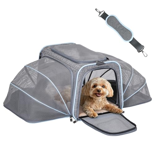 Petsfit - Expandable Cat & Dog Carrier, Airline Approved, Soft-Sided, Washable