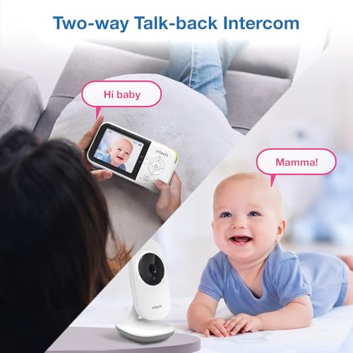 VTech VM819 Baby Monitor with Camera and Audio, 2.8” Screen Portable Baby Camera, Night Vision, 2-Way Audio, Temperature Sensor and Lullabies, Secure Transmission No WiFi, Ideal for Baby/Elderly/Pet - Medaid International