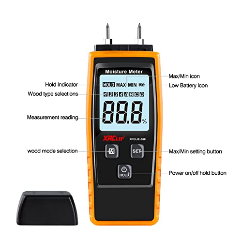 Xrclif - Digital Wood Moisture Meter with Backlight, Accurate Humidity Detection
