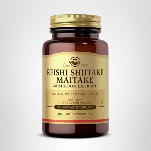 Solgar Multi-Mushroom Complex, 50 Vegetable Capsules - Reishi, Shiitake, Maitake Mushroom Extract - Natural Source of Beta Glucans - Non-GMO, Vegan, Gluten Free, Dairy Free - 50 Servings - Medaid International