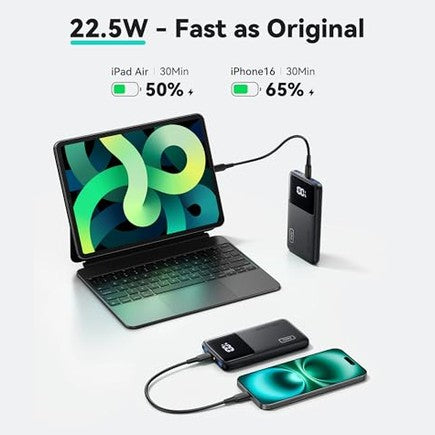 INIU - Slim 10000mAh Fast Charging Power Bank with USB C, 22.5W PD3.0