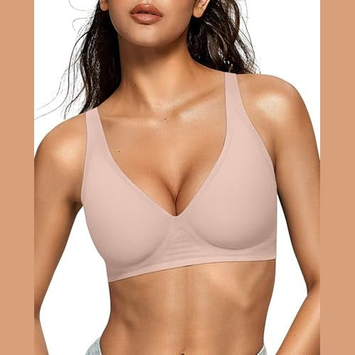 OEAK Womens Deep V Bras Wireless Comfortable Bra Supportive No Underwire Bras Tshirt Push Up Bralettes Plunge Seamless Bra|B0D8FJVTBG