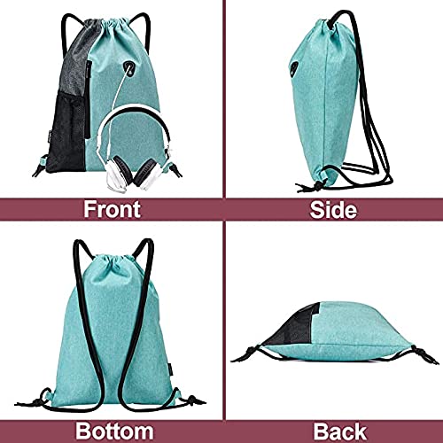 LIVACASA - Water-Repellent Gym Sack with Mesh Pocket & Earphones Hole