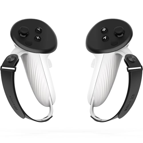 Amvr - Non-Slip Silicone Controller Grips for Meta/Oculus Quest 3, Adjustable Hand Strap