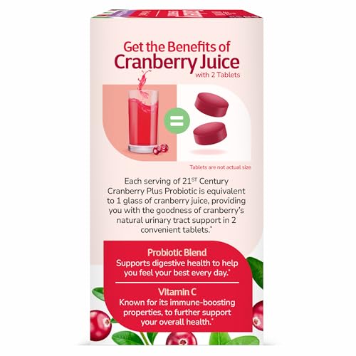 21st Century Cranberry Plus Probiotic Tablets, 60 Count - Medaid International