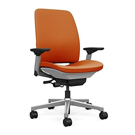 Steelcase Amia Task Chair: Platinum Frame/Base - 4 Way Adjustable Arms - Standard Carpet Casters - Medaid International