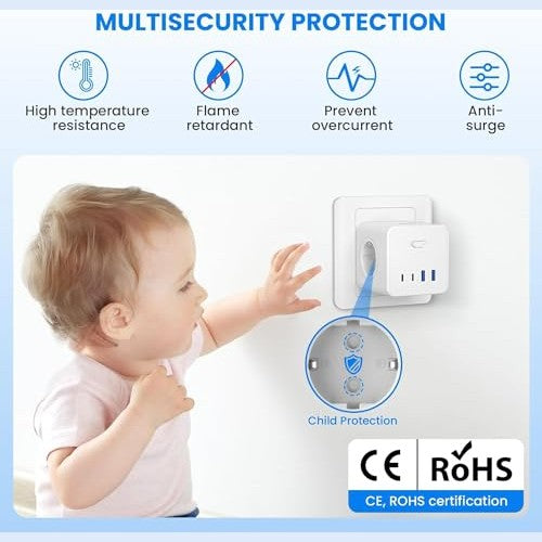 Kinglink - 8 in 1 Wall Cube with 4 AC Outlets, 2 USB, Surge Protection