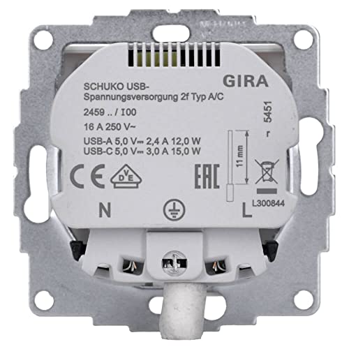 Gira - USB Set E2 Pure White Matte with 2x USB Sockets & Double Frame