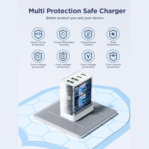 Aioneus - 40W Fast Charging USB C Block, 4-Port PD+QC for iPhone & Tablets