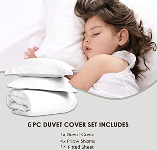 Golden Home King Size Bedsheet 6pcs One Set, High Cotton Quality Bedding Set Duvet Cover (King Size, Grey＆White) - Medaid - Lebanon