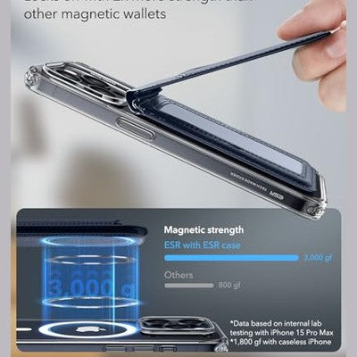 Esr - Magnetic Wallet for iPhone 15/14/13/12, Adjustable Stand, 3 Card Holder, Vegan Leather