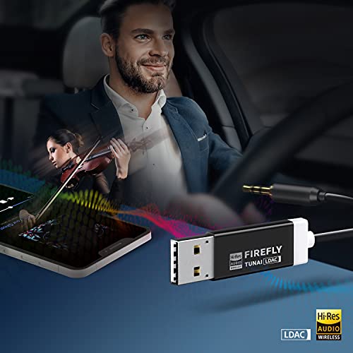 Tunai - LDAC Bluetooth Receiver, Ultra Mini USB DAC, 3.5mm AUX, No Charging Required