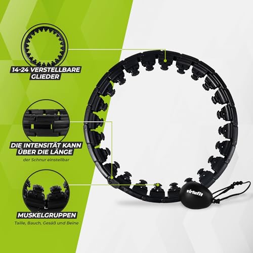 VirtuFit - Adjustable Weighted Massage Hula Hoop, 1.4 kg, 80-132 cm