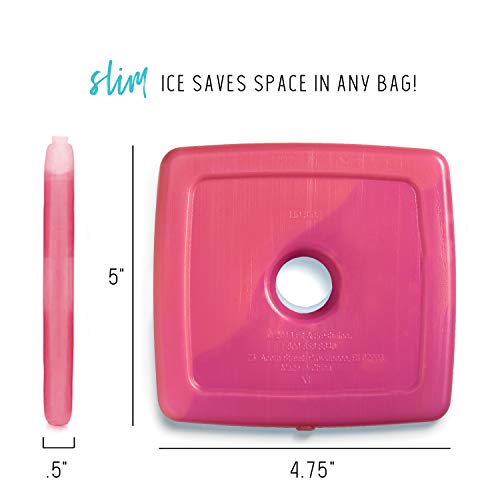 Cool Coolers by Fit & Fresh 4 Pack Slim Ice Packs, Quick Freeze Space Saving Reusable Ice Packs for Lunch Boxes or Coolers, Multi Colored|B07LC4VGKR
