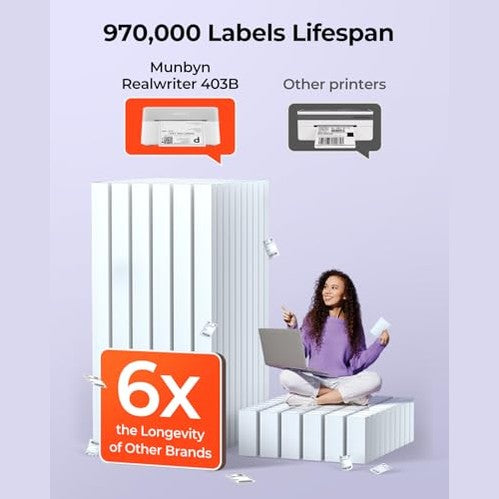 MUNBYN - Bluetooth 4x6 Thermal Shipping Label Printer for Small Business